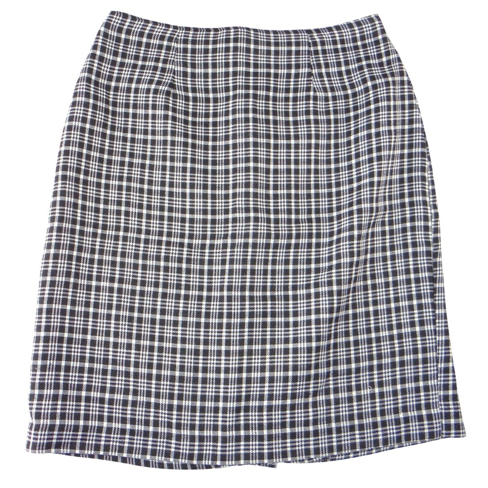 Christy Girl Dori Adler Vintage Black White Plaid Pencil Skirt High Waist
